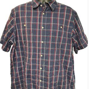 Liberty Blues XL Big Multicolor Short Sleeve Button Down Collared Plaid Shirt
